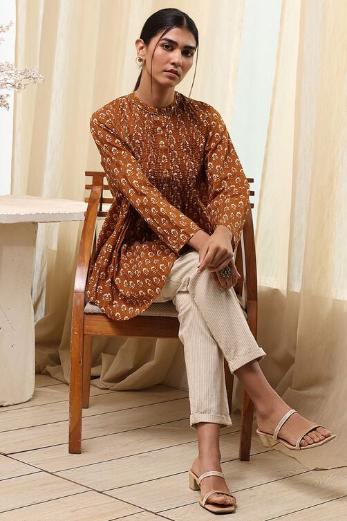 Women Mustard Cotton Regular Shirt - Image 6